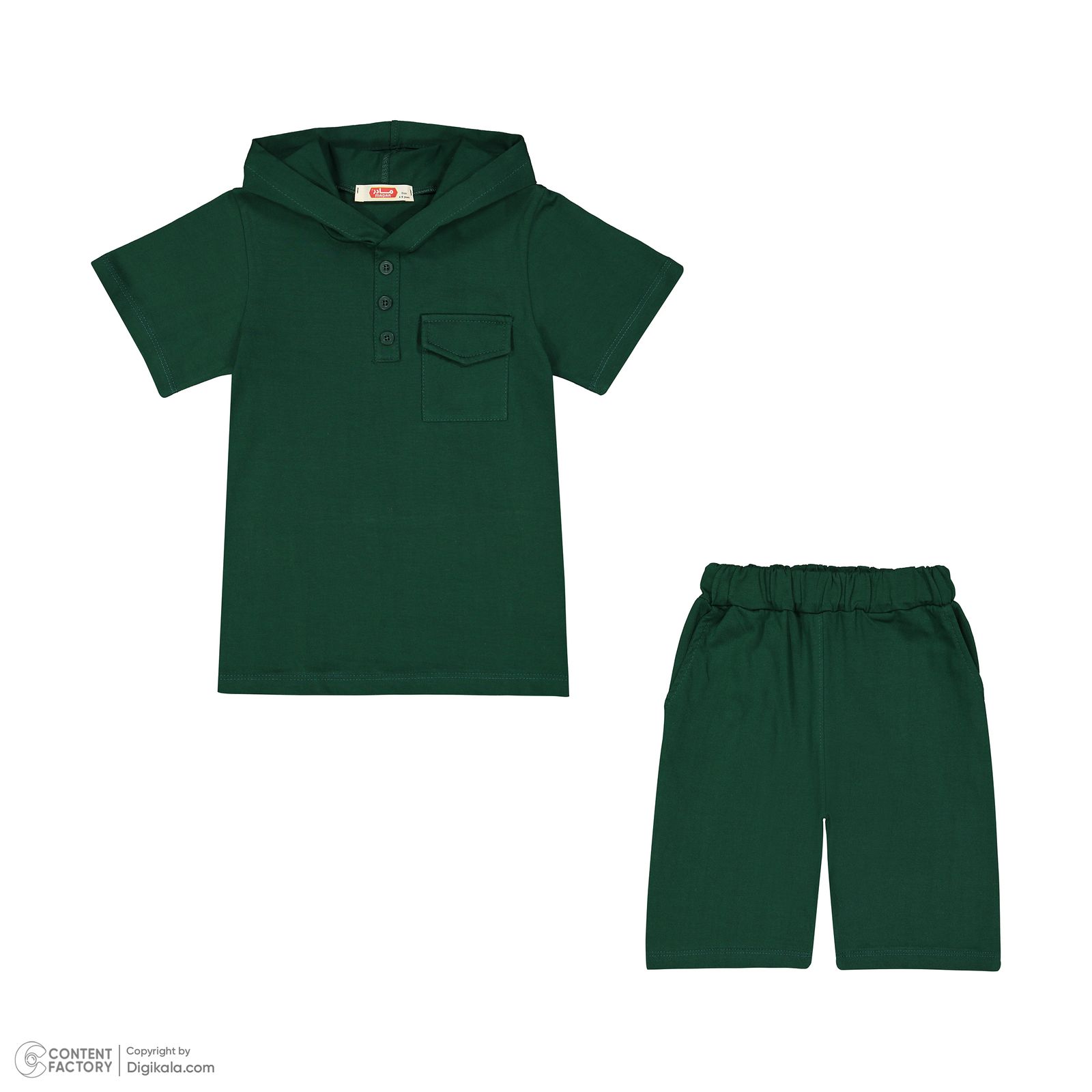 ست تی شرت کلاهدار و شلوارک پسرانه مادر مدل Taco - - 3