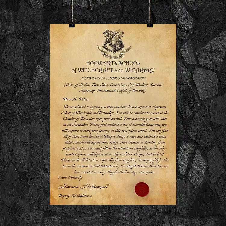 پوستر مسترگرین مدل هری پاتر طرح نامه هاگوارتز