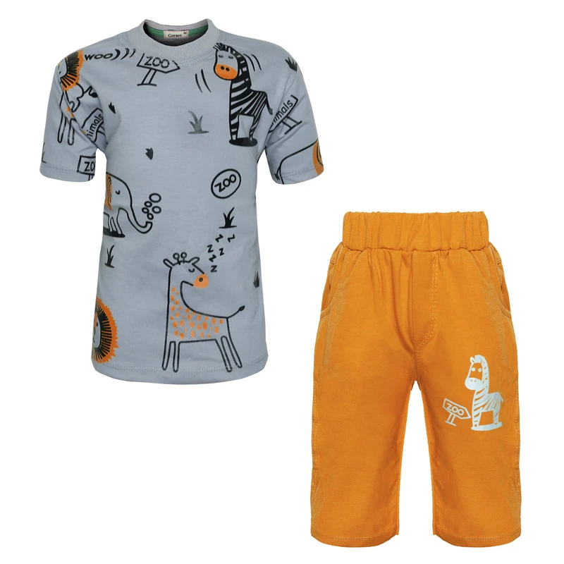 ست تی شرت و شلوارک پسرانه مدل zoo