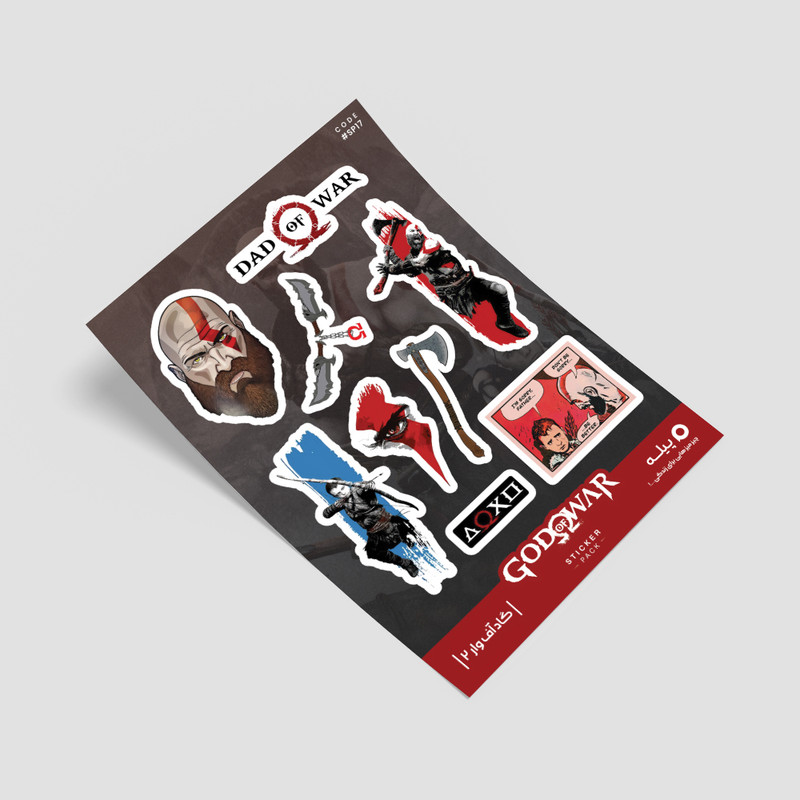 استیکر لپ تاپ و موبایل پیله طرح گاد آف وار مدل God of War 2 کد SP17 مجموعه 9 عددی