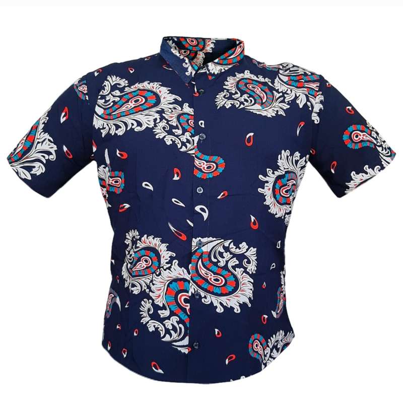 پیراهن آستین کوتاه مردانه مدل هاوایی طرح بته جقه