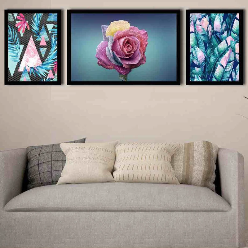 تابلو بکلیت طرح گل مدل دکوراتیو B-170 مجموعه 3 عددی