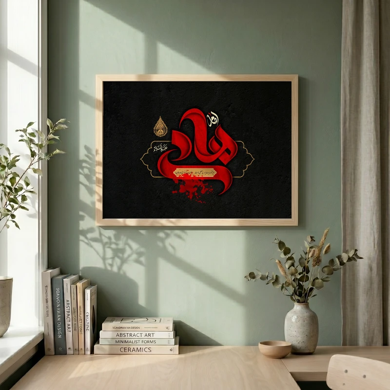 تابلو طرح شهادت امام هادی (ع) مدل G14391 فریم کرم روشن
