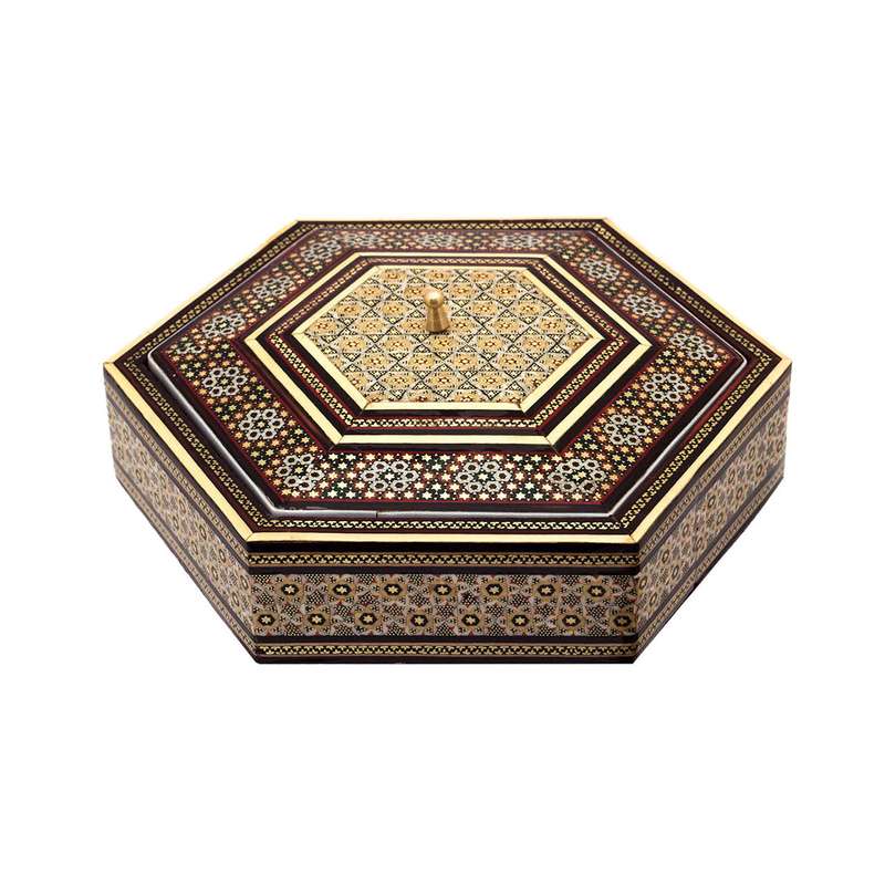 شکلات خوری خاتم کاری مدل شش گوش کد 35-11-101