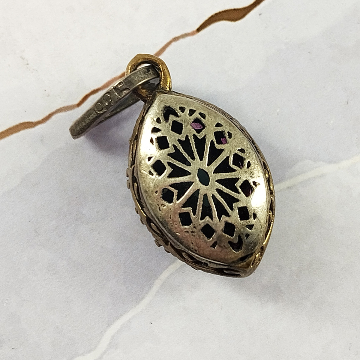 آویز گردنبند نقره زنانه سلین کالا مدل یاقوت سرخ و زمرد کد 07