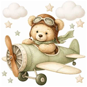 استیکر دیواری کودک راتیانا مدل green teddy pilot