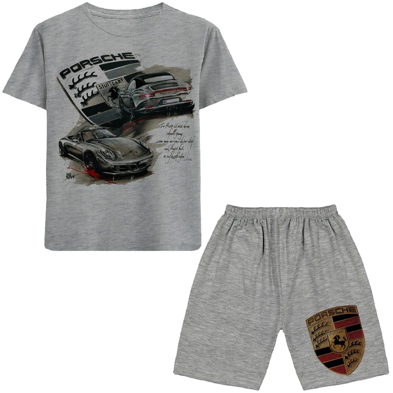 ست تی شرت و شلوارک پسرانه مدل ماشین کد N133