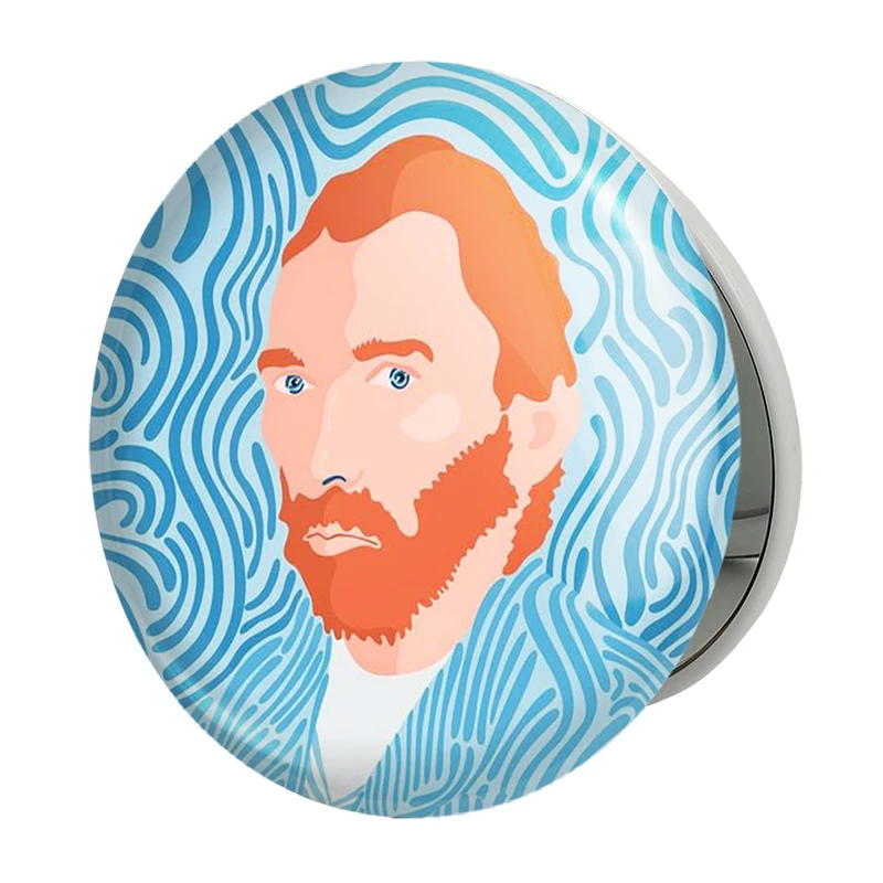 آینه جیبی خندالو طرح سلف پرتره ونگوگ  مدل تاشو کد 3735 