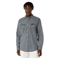 پیراهن آستین بلند یقه برگردان مردانه مدل جین دو جیب 3