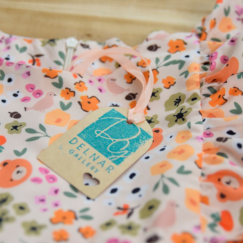 سارافون دخترانه دلنار گالری مدل پرنسسی شکوفه بهار کتان نخ - - 22