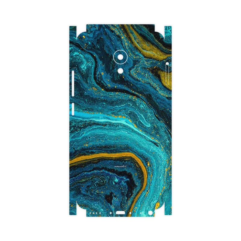 برچسب پوششی ماهوت مدل Turquoise marblewith golden streaks-FullSkin مناسب برای گوشی موبایل میزو M5
