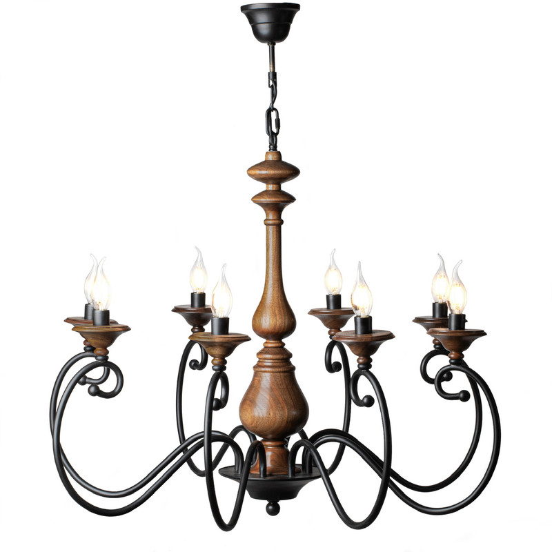 لوستر ۸ شعله کد  wood-101-8