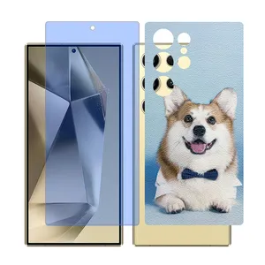 Glass Together model Blue cut screen protector for Samsung Galaxy S24 Ultra mobile phone with back cover sticker