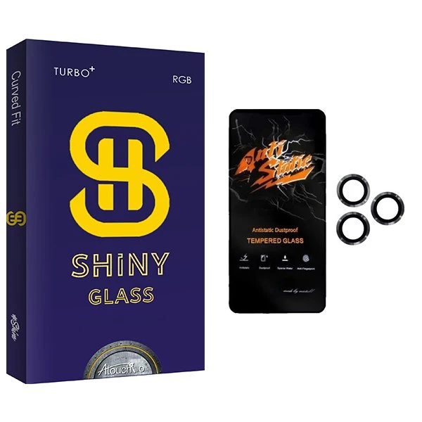 محافظ صفحه نمایش آتوچبو مدل Shiny Antistatic مناسب برای گوشی موبایل اپل 11 Pro  به همراه محافظ لنز گوشی