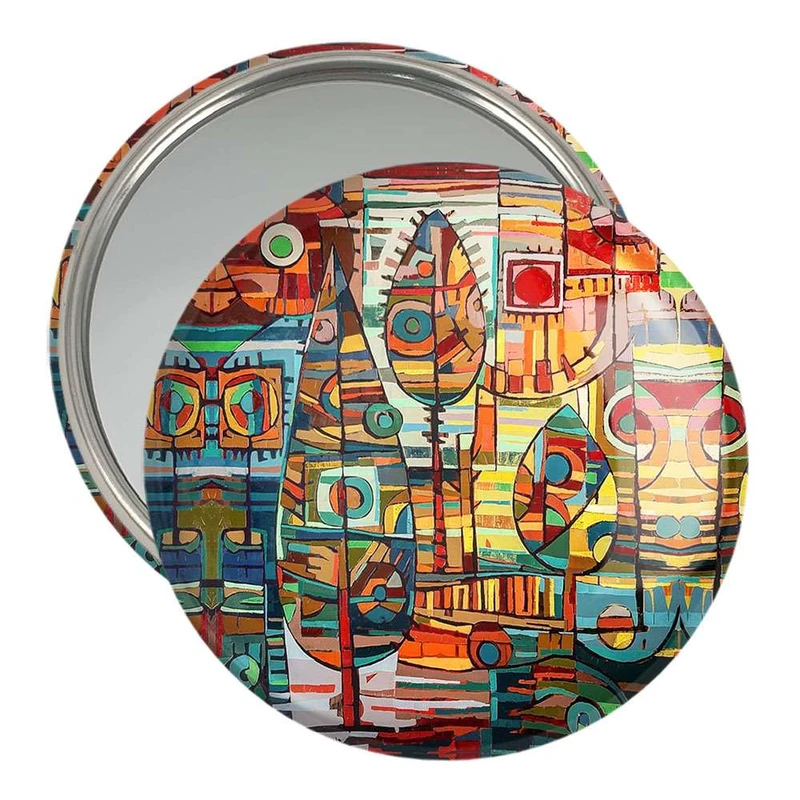 آینه جیبی خندالو مدل نقاشی انتزاعی  کد 5314