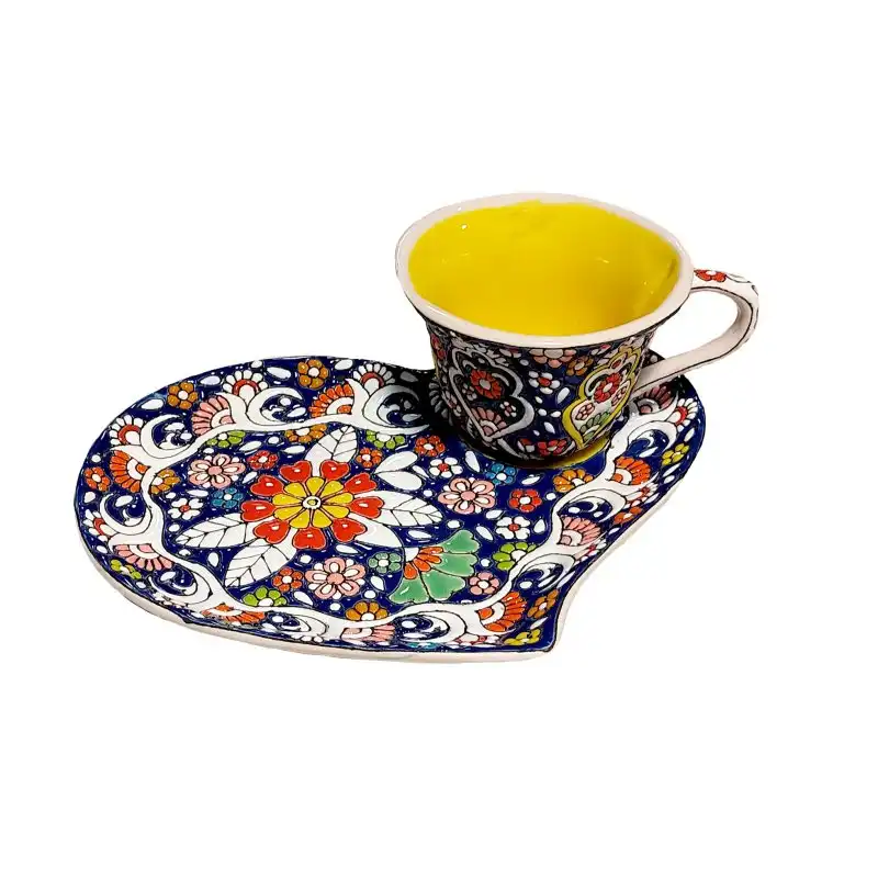 ست استکان و نعلبکی میناکاری مدل قلبی کد pp2