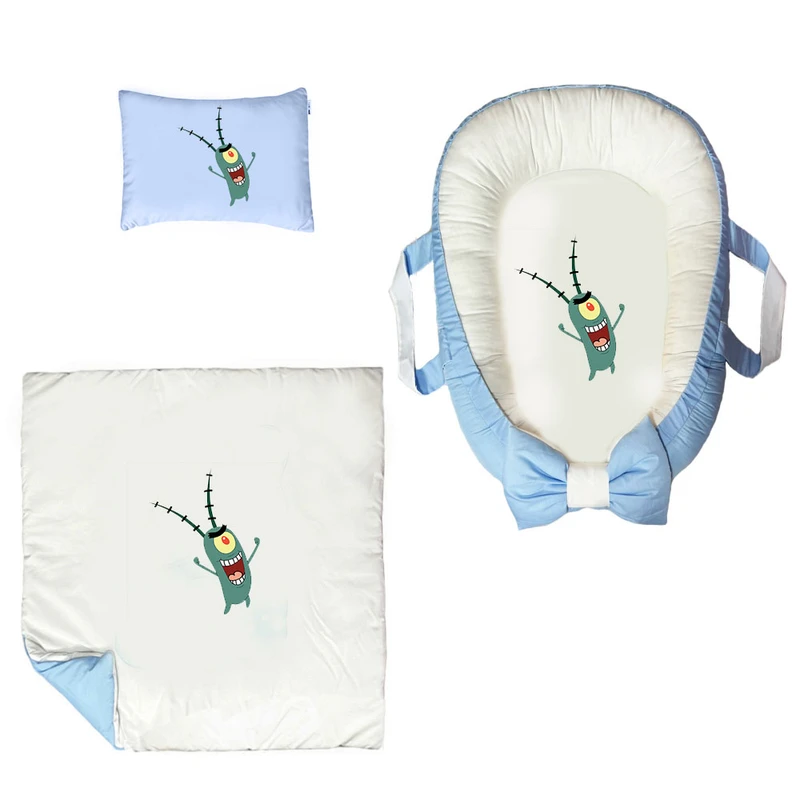 سرویس خواب سه تکه نوزاد ناریکو مدل گارد محافظ دار طرح باب اسفنجی کد 0264