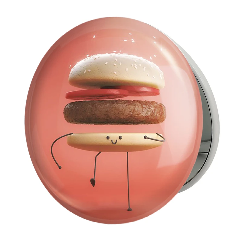 آینه جیبی خندالو طرح فست فود مدل تاشو کد 31053