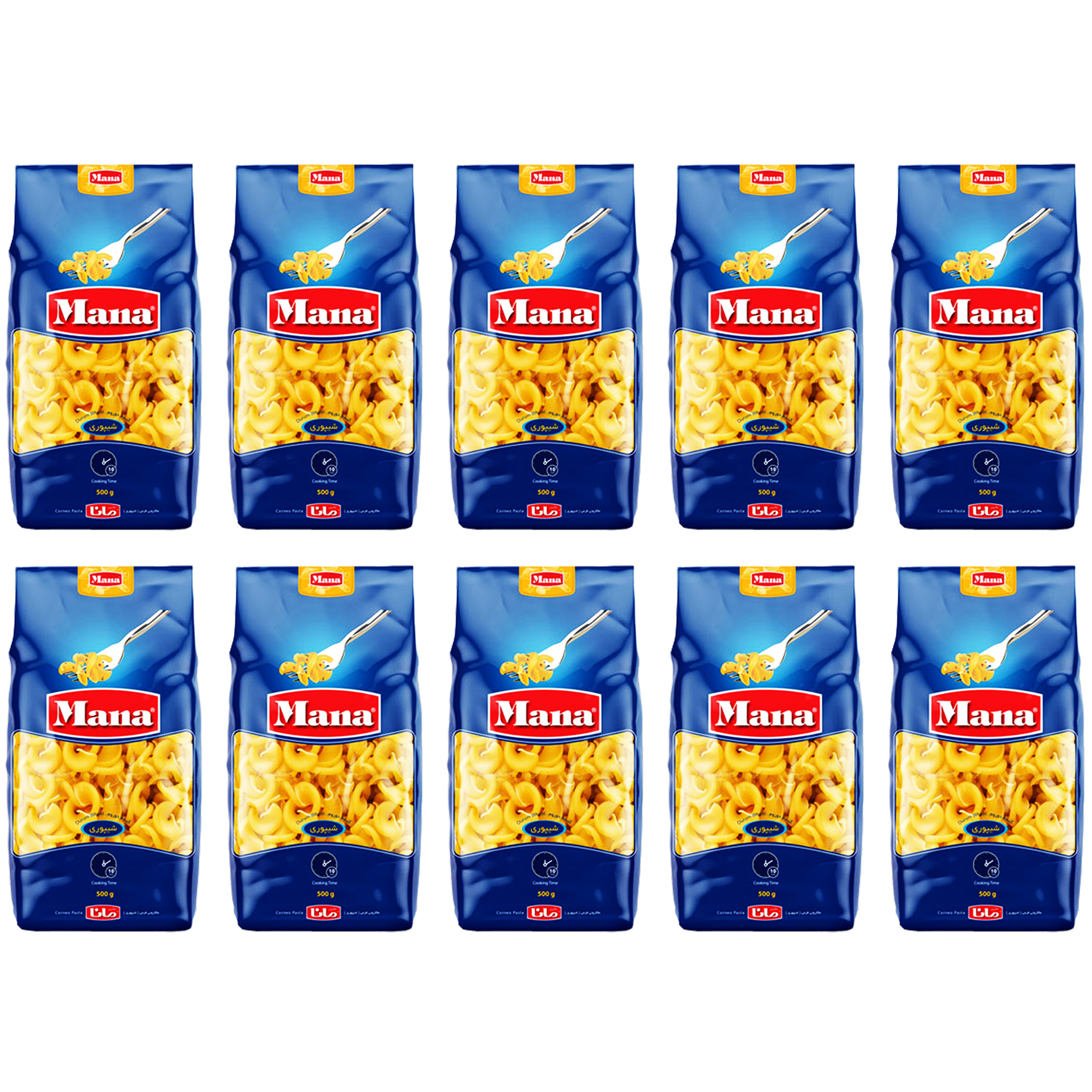 ماکارونی فرمی شیپوری مانا -500 گرم بسته 10 عددی