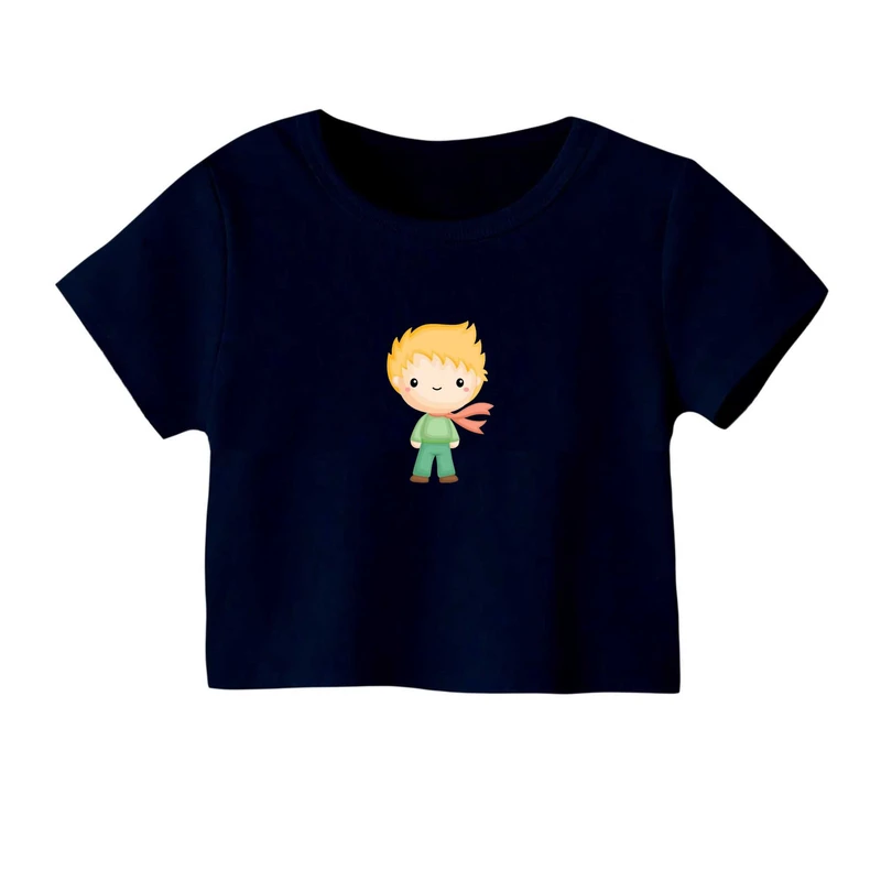 کراپ‌ تی‌شرت آستین کوتاه زنانه مدل شازده کوچولو کد۲