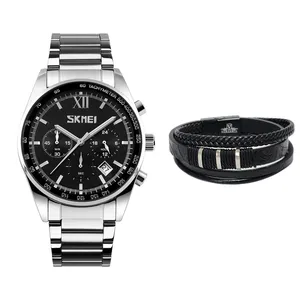 ساعت مچی عقربه‌ای مردانه کوارتز اسکمی مدل 9096BK به همراه دستبند