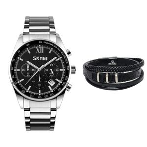 ساعت مچی عقربه‌ای مردانه کوارتز اسکمی مدل 9096BK به همراه دستبند
