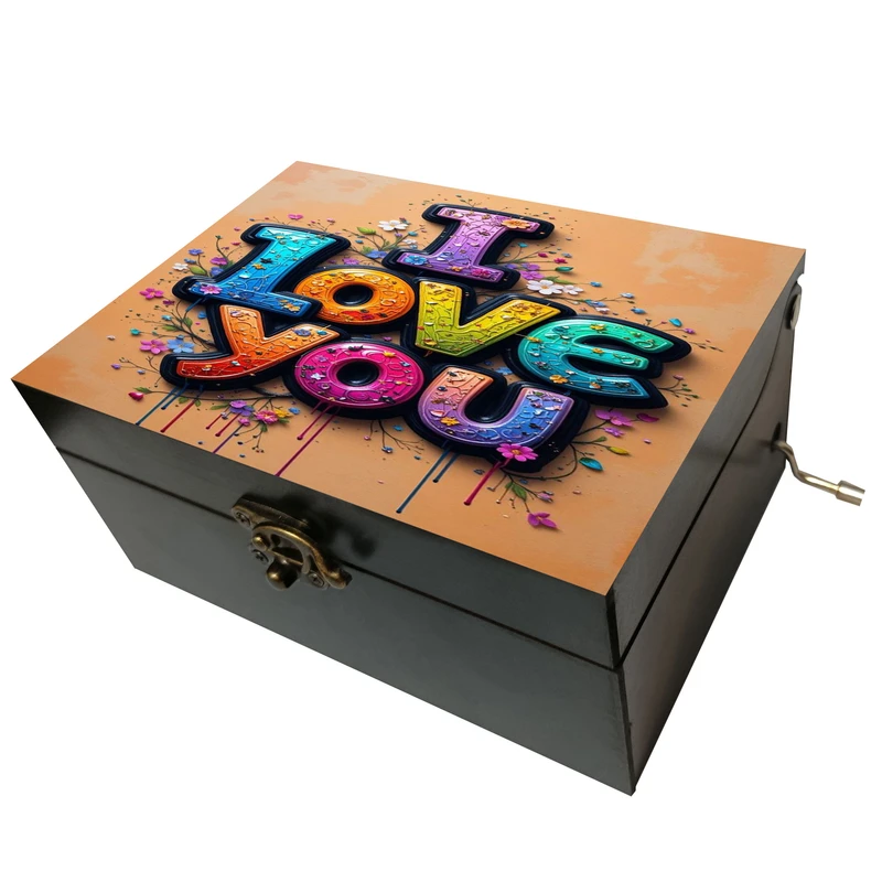جعبه موزیکال مدل هندلی طرح love عشق قلب کد 2028