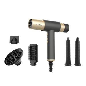سشوار حرفهای برسدار حالتدهنده آتمن مدل BY-5915 با توان 2000 وات، موتور BLDC، فناوری ژنراتور پلاسما، تنظیم دما و سرعت در 3 حالت، همراه با سری فرکننده، صافکننده و متمرکزکننده، مناسب استفاده حرفهای و خانگی