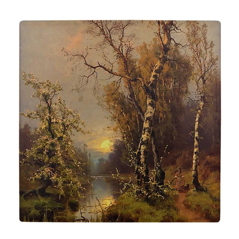  زیر لیوانی  طرح نقاشی درختان و غروب خورشید کد    5927771_4675