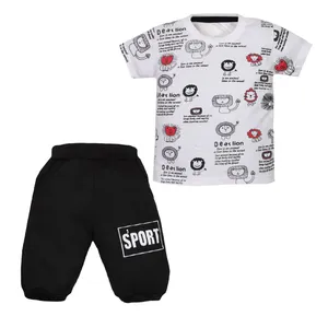 ست تی شرت و شلوارک پسرانه مدل شیر کد 138