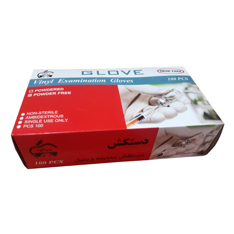 دستکش وینیل مدل 01 سایز متوسط بسته 100 عددی
