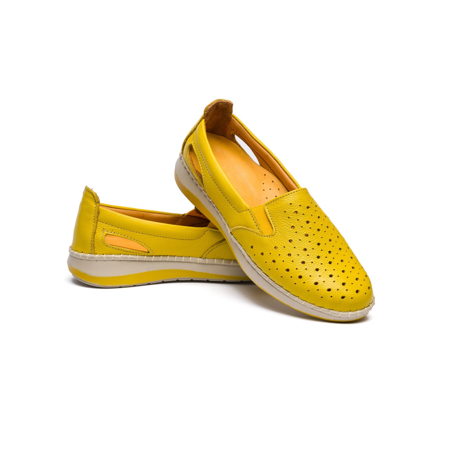 کفش طبی زنانه مدل مدل آنیس تابستانی تمام چرم رنگ زرد -  - 3
