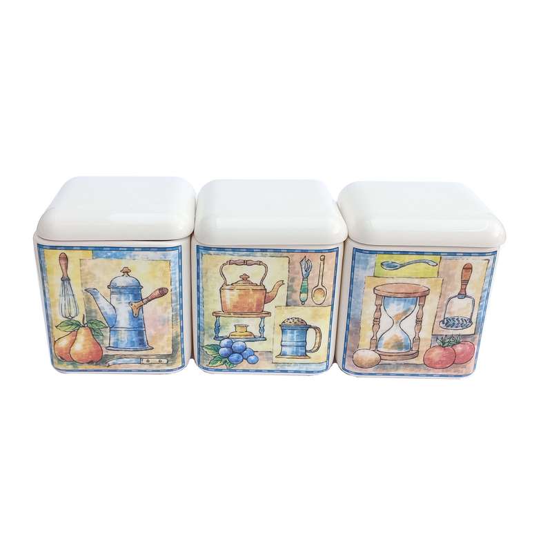 بانکه سرامیکی طرح Old Kitchen مجموعه 3 عددی