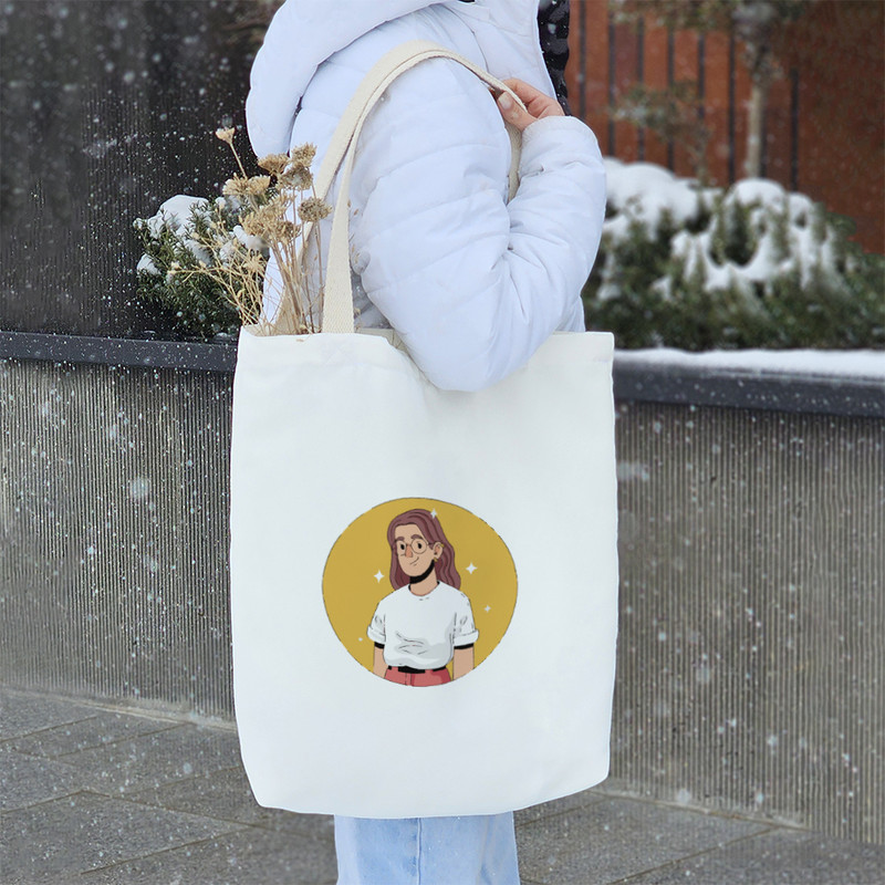 ساک خرید خندالو مدل دخترک سفید و نارنجی کد 5302