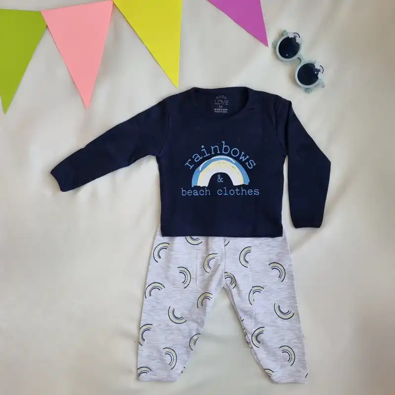 ست تی شرت و شلوارک نوزادی مدل رنگین کمان