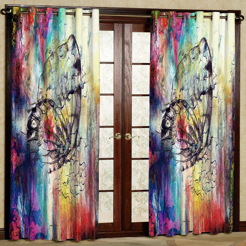 پرده مدل پروانه مخمل پانچی کد 388 سایز 140x280 سانتی متر