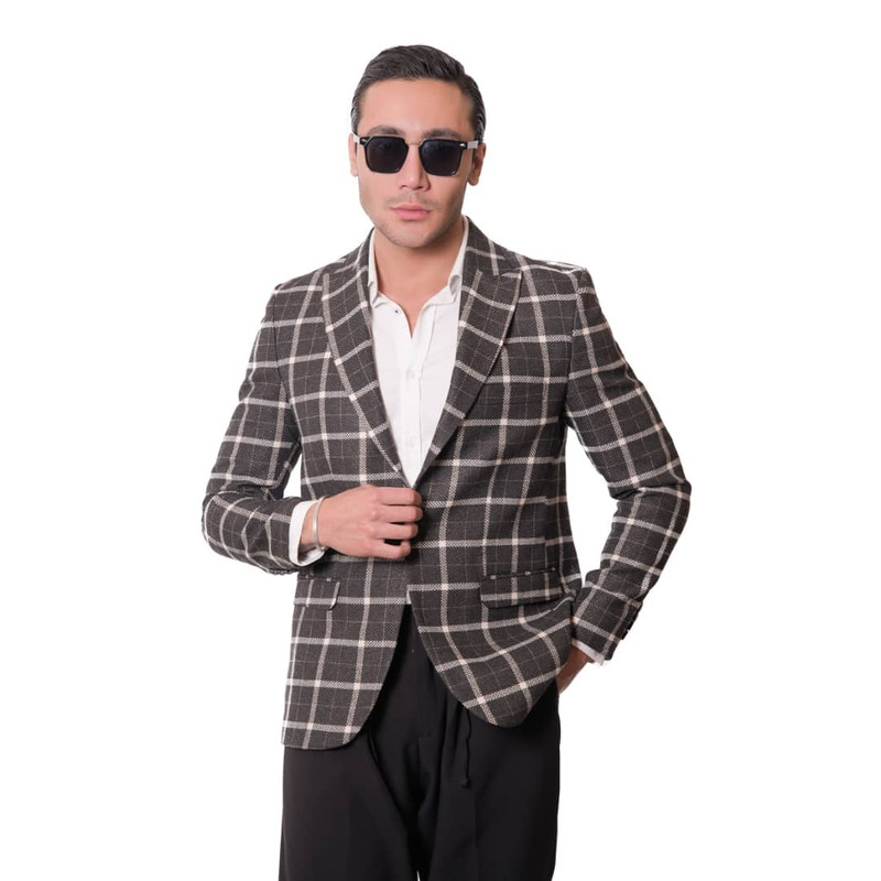 کت تک رسمی مردانه مدل چهارخانه درشت سناتور 5-5