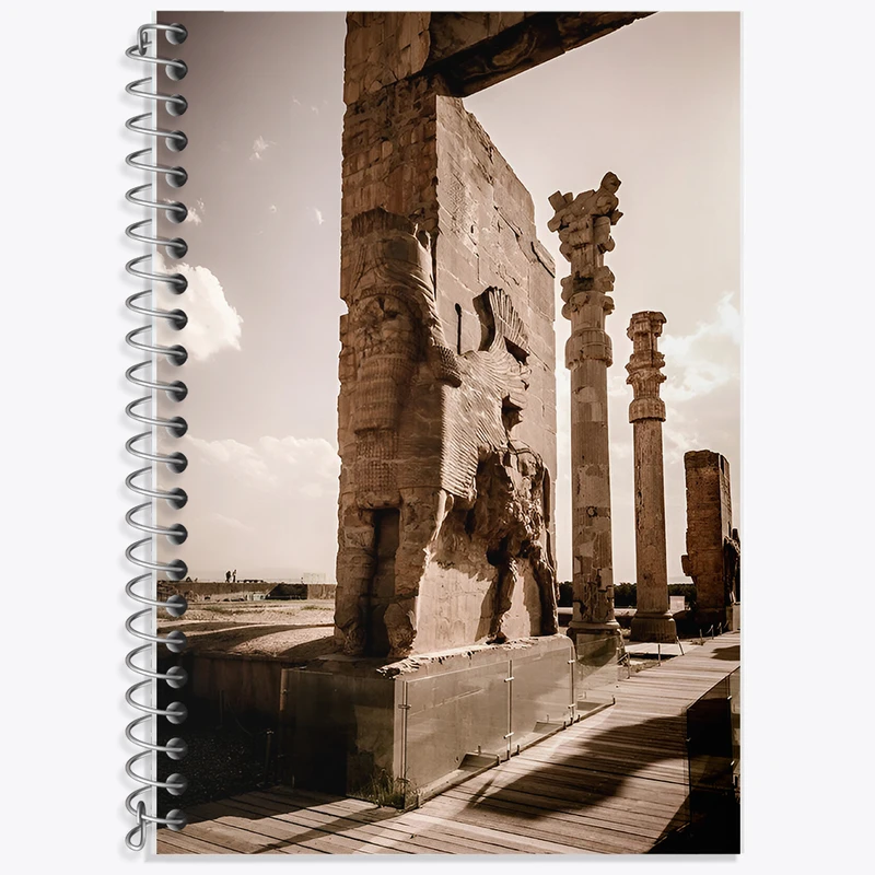 دفتر زبان 50 برگ خندالو مدل دو خط طرح تخت جمشید کد F7473