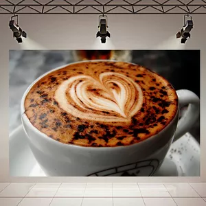پوستر پارچه ای طرح قهوه مدل coffee heart-love theme کد AR142