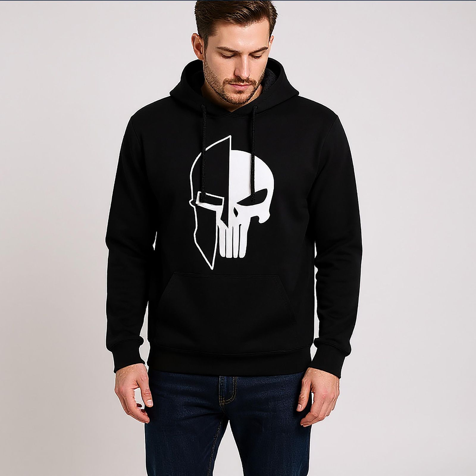 هودی مردانه طرح اسکلت کد S17 رنگ مشکی -  - 1
