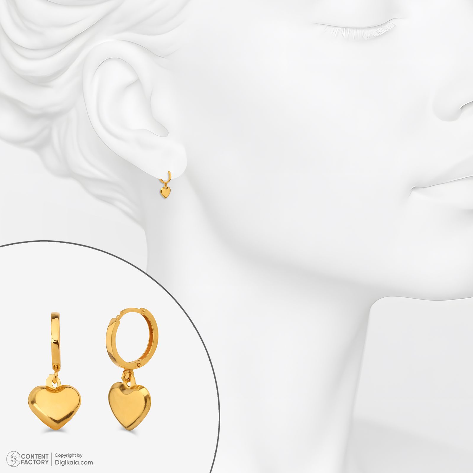 گوشواره حلقه‌ای طلا کم اجرت  18 عیار زنانه نگین مدل 117 -  - 5