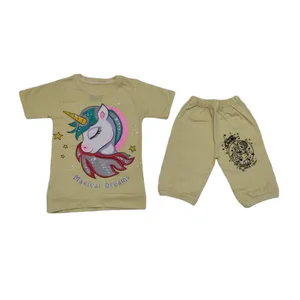 ست تی شرت و شلوارک دخترانه مدل یونیکورن