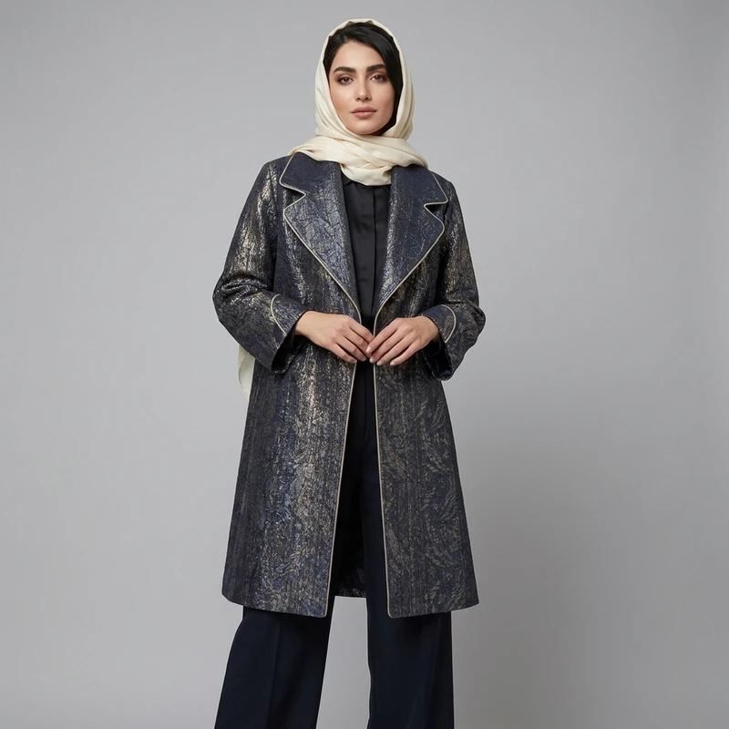 کت رسمی زنانه ژاکارد براق مغزی دوزی مدل K2