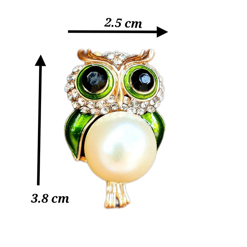 گل سینه زنانه مدل جغد مرواریدی کد brg 1831