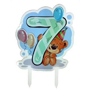 تاپر تزیین کیک مدل Seventh Birthday
