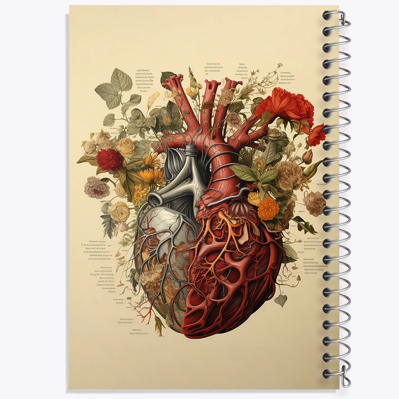 دفتر مشق 50 برگ خندالو طرح قلب و گل کد F497