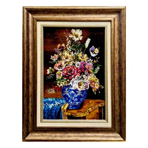 تابلو فرش دستباف طرح گلدان ابریشمی کد ۳۰۹