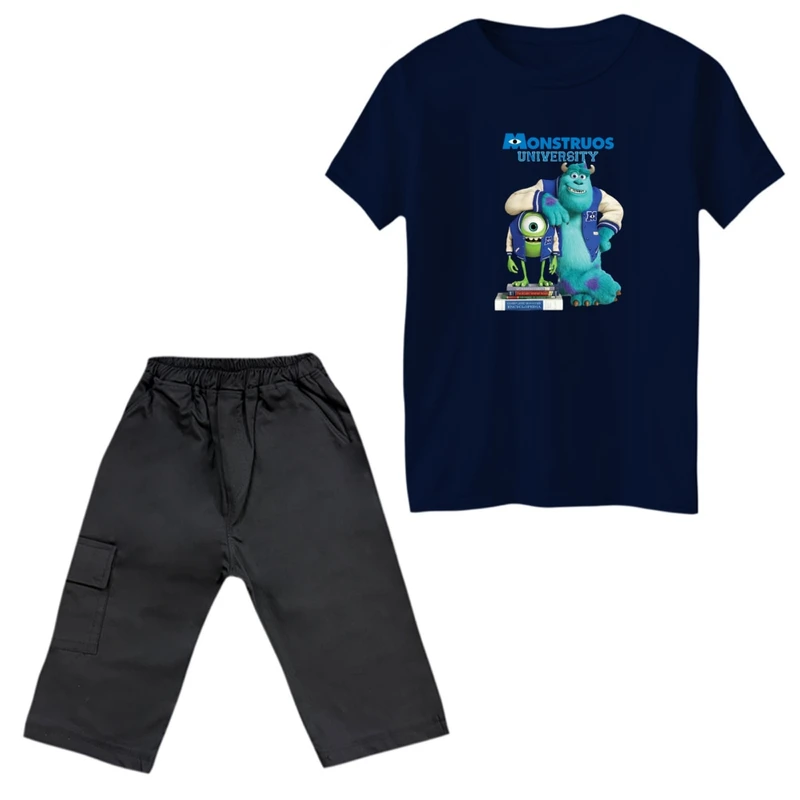 ست تی‌شرت و شلوارک پسرانه مدل دانشگاه هیولاها