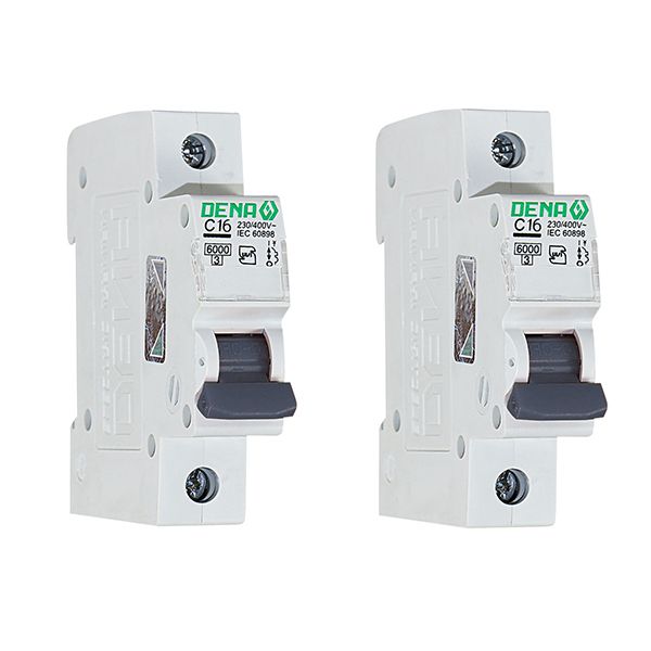  فیوز مینیاتوری تک فاز 16 آمپر دنا الکتریک ایرانیان مدل C16-6KA بسته 2 عددی