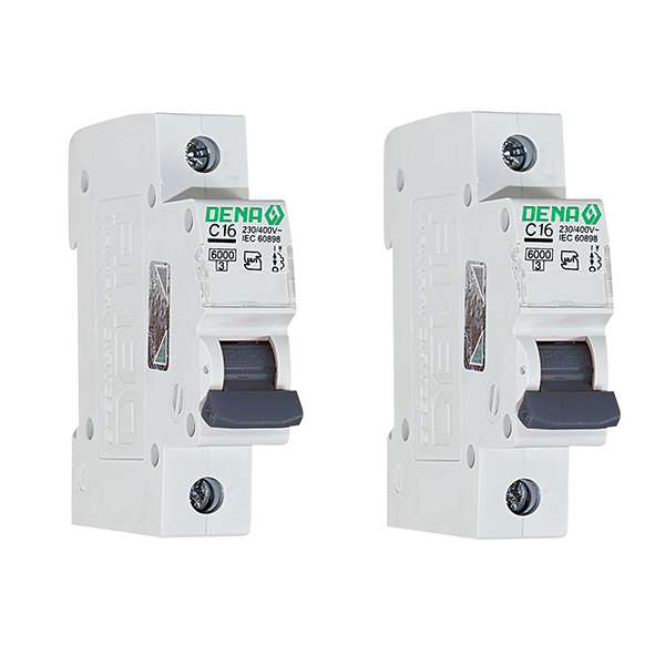 فیوز مینیاتوری تک فاز 16 آمپر دنا الکتریک ایرانیان مدل C16-6KA بسته 2 عددی